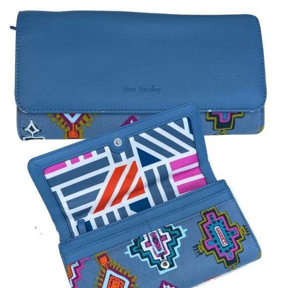 Vera Bradley Bags Vera Bradley Rfid Audrey Wallet Blue Cotton Faux